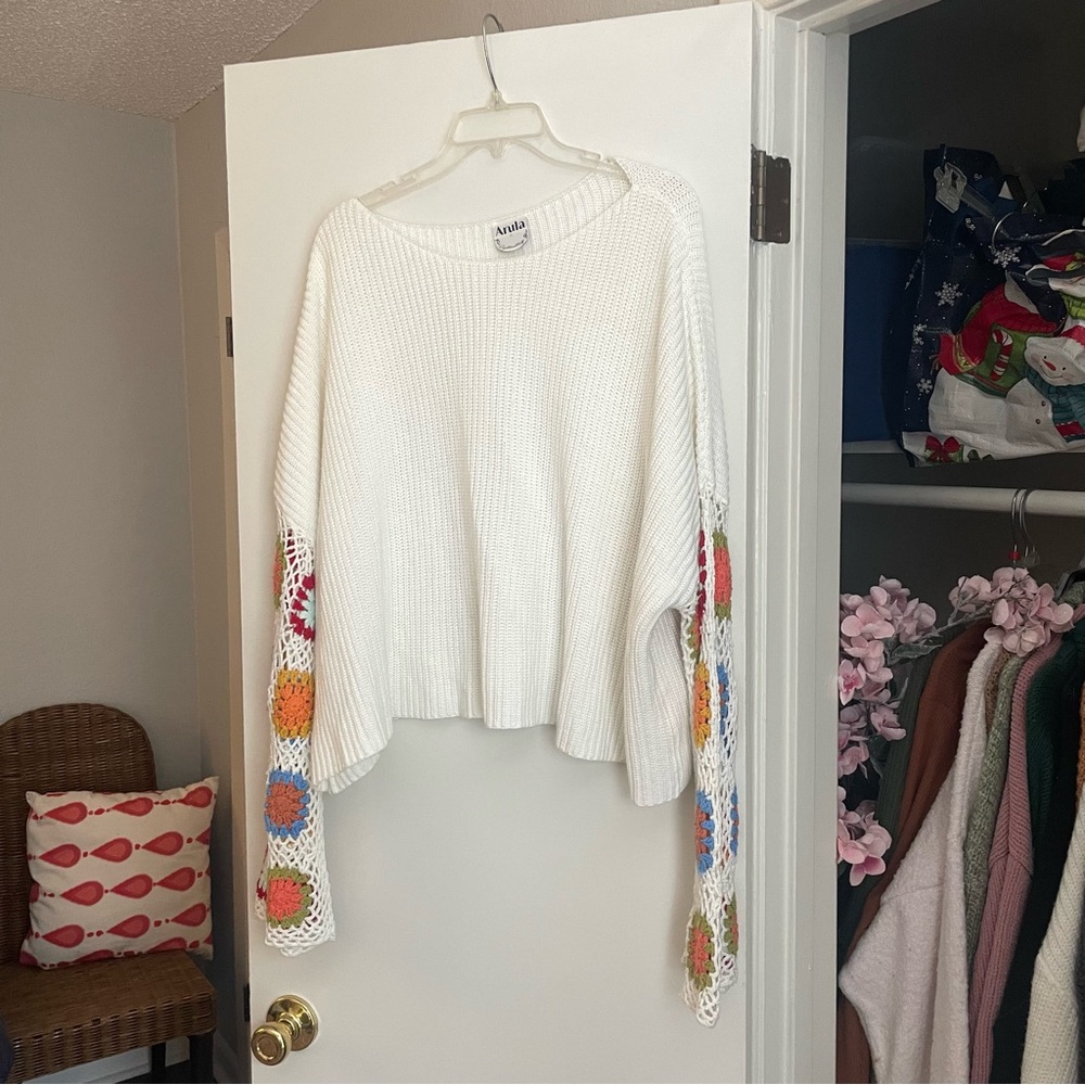 Arula Cropped Crochet Sweater
